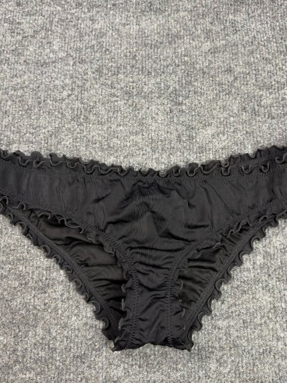 Shade & Shore Black Ruffle Bikini Bottom Size S Small Ruched Back Swimwear